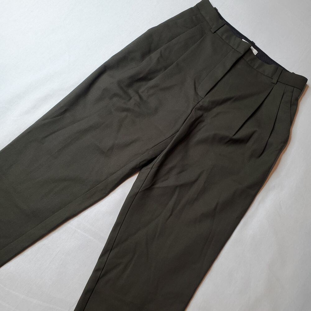 Aritzia Babaton Women's Size 2 Vogue Pleated Wool Trousers Dark Olive